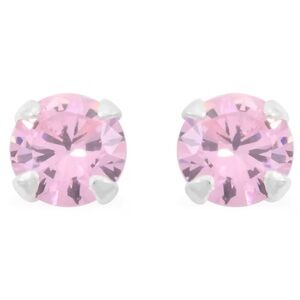 Sterling Silver Elegant Pink CZ Stud Earrings